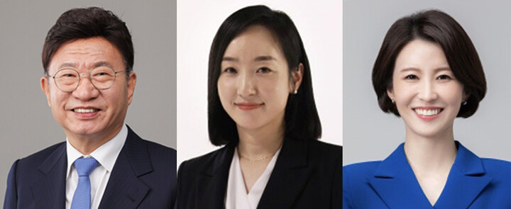 (왼쪽부터)이선호 자치발전비서관 내정자, 전은수 부대변인 내정자, 안귀령 부대변인 내정자.